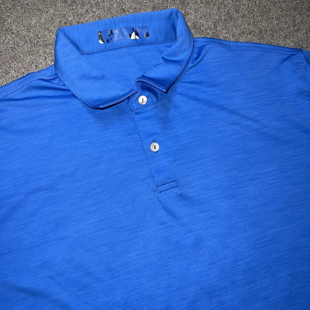 Peter Millar Featherweight Polo Men's L Navy Blue Stripe UPF 50+ Golf Shirt